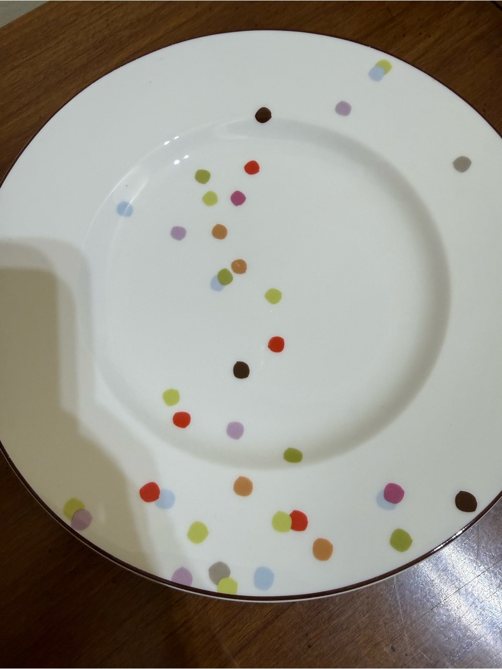 kate spade White Lenox Dinner Plate with Multicolor Confetti Dots